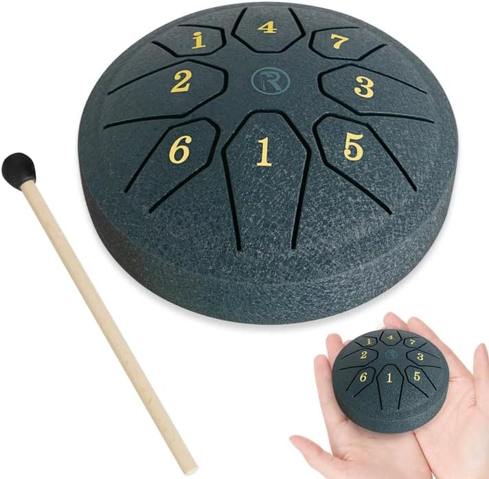 RANMING 4.5 Inch 8 Note C Key Steel Tongue Drum - Tongue Drum for Meditation, Yoga & Sound Therapy, Portable Handpan Drum with Soothing Harmonics, Ideal Gift for Beginner&Adults,Navy Blue - Image 1
